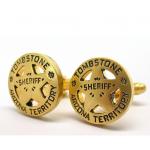 Old West Gold Tombstone Arizona Territory Sheriff Lone Star Badge Cufflinks.jpg